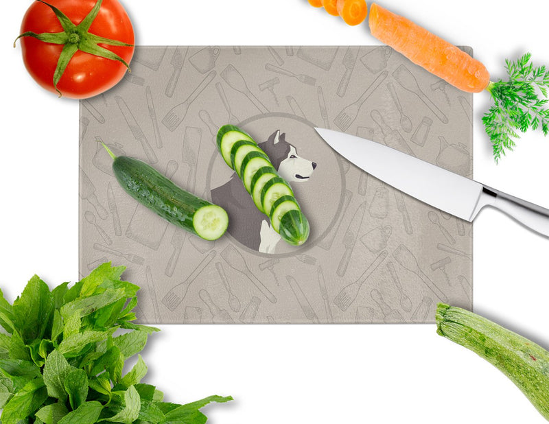 Alaskan Malamute In the Kitchen Glass Cutting Boards – Durable, Decorative Kitchen Art Large CK2160LCB
