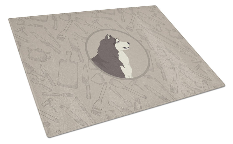 Alaskan Malamute In the Kitchen Glass Cutting Boards – Durable, Decorative Kitchen Art Large CK2160LCB