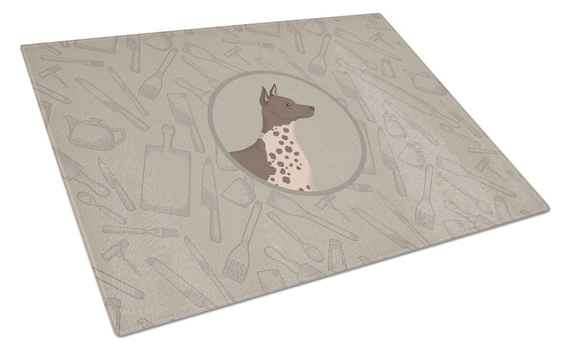 American Hairless Terrier In the Kitchen Glass Cutting Board Large CK2161LCB