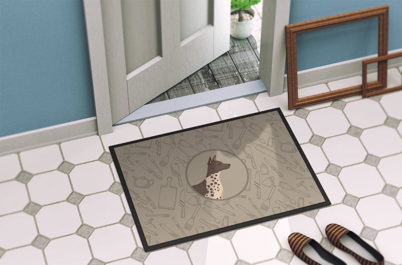 American Hairless Terrier In the Kitchen Doormat - 18x27 Decorative Floor Mat – Indoor/Outdoor Rug with Artistic Flair CK2161MAT