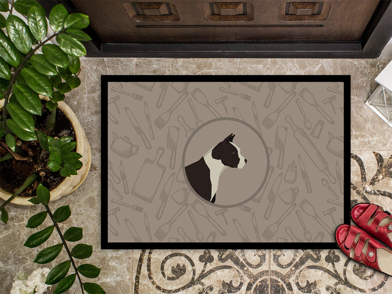 American Staffordshire Terrier In the Kitchen Doormat - 24x36 Decorative Floor Mat – Indoor/Outdoor Rug with Artistic Flair CK2162JMAT