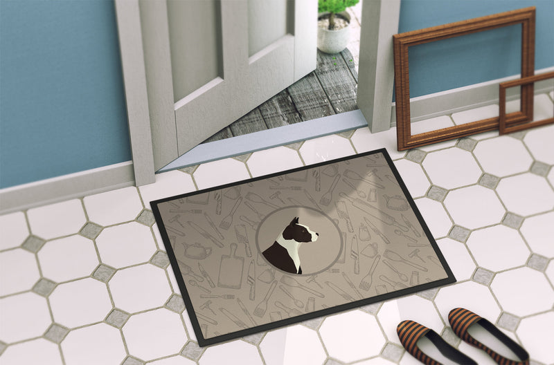 American Staffordshire Terrier In the Kitchen Doormat - 24x36 Decorative Floor Mat – Indoor/Outdoor Rug with Artistic Flair CK2162JMAT