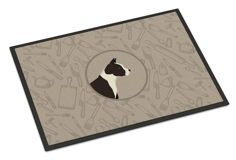 American Staffordshire Terrier In the Kitchen Indoor or Outdoor Mat 18x27 CK2162MAT