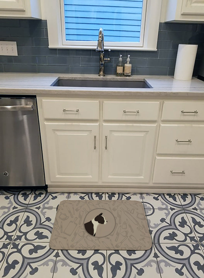 American Staffordshire Terrier In the Kitchen Machine Washable Memory Foam Mat CK2162RUG