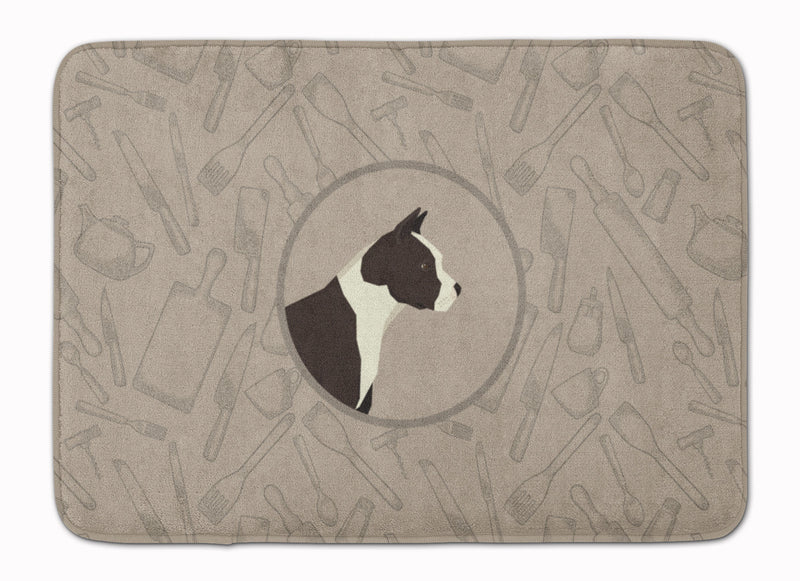 American Staffordshire Terrier In the Kitchen Machine Washable Memory Foam Mat CK2162RUG