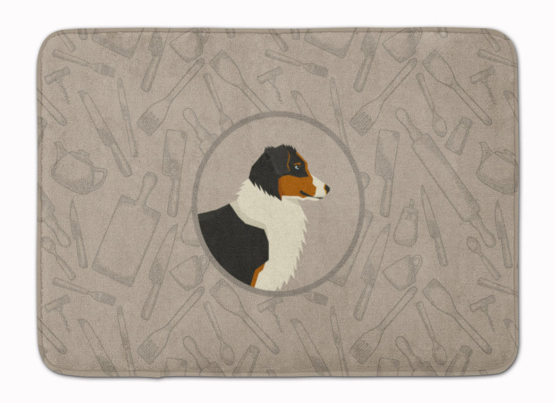 Australian Shepherd In the Kitchen Machine Washable Memory Foam Mat CK2163RUG