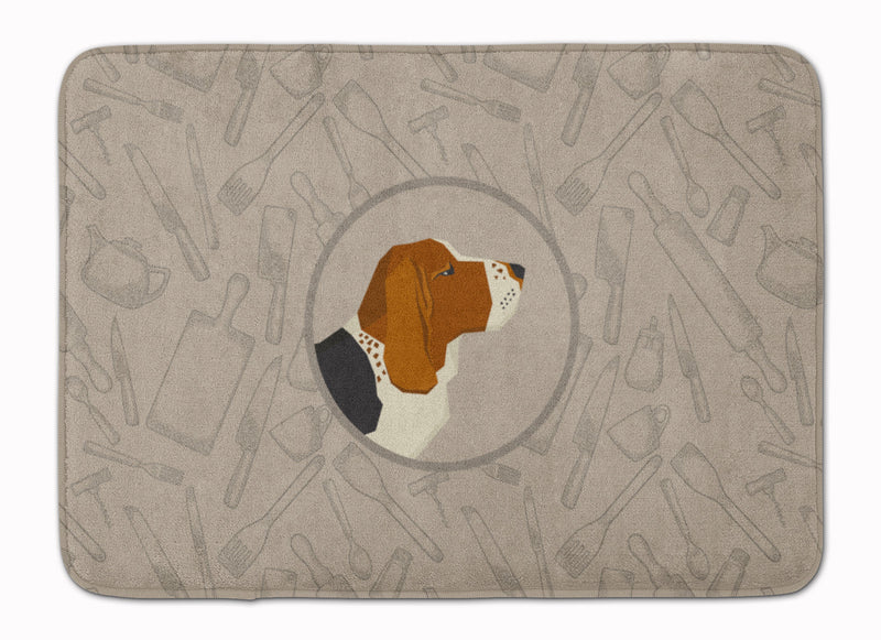 Basset Hound In the Kitchen Machine Washable Memory Foam Mat CK2165RUG