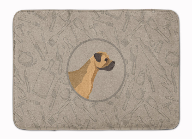 Border Terrier In the Kitchen Machine Washable Memory Foam Mat CK2170RUG