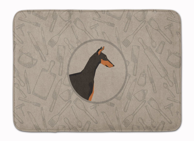 Doberman Pinscher In the Kitchen Machine Washable Memory Foam Mat CK2182RUG