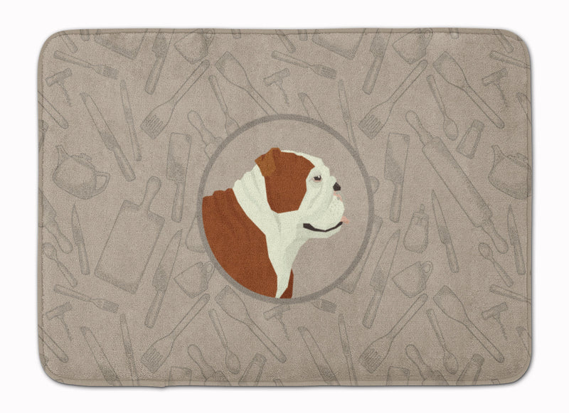 English Bulldog In the Kitchen Machine Washable Memory Foam Mat CK2183RUG