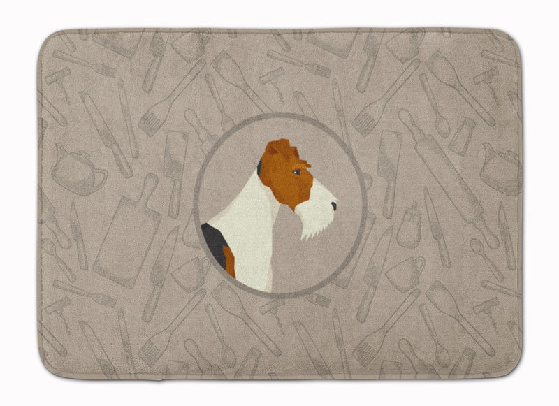 Fox Terrier In the Kitchen Machine Washable Memory Foam Mat CK2185RUG