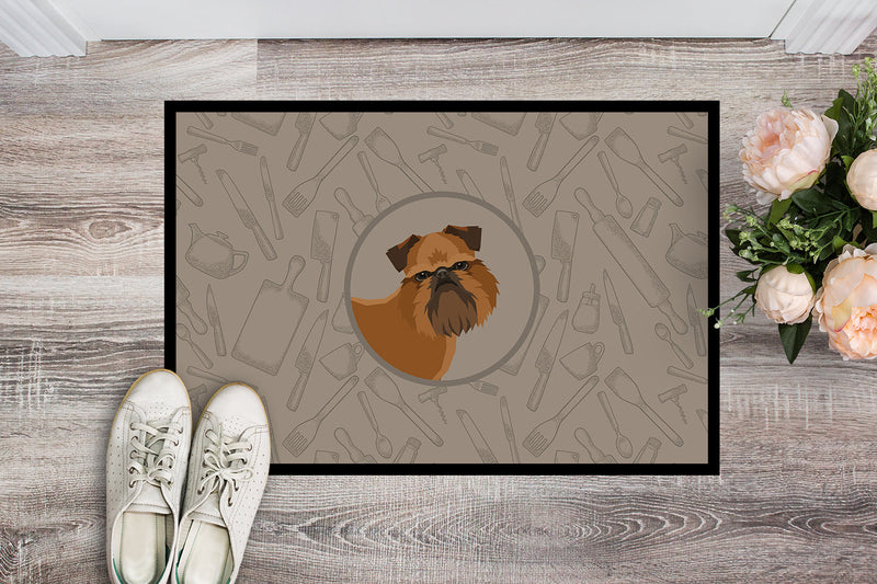 Brussels Griffon In the Kitchen Indoor or Outdoor Mat 18x27 CK2191MAT