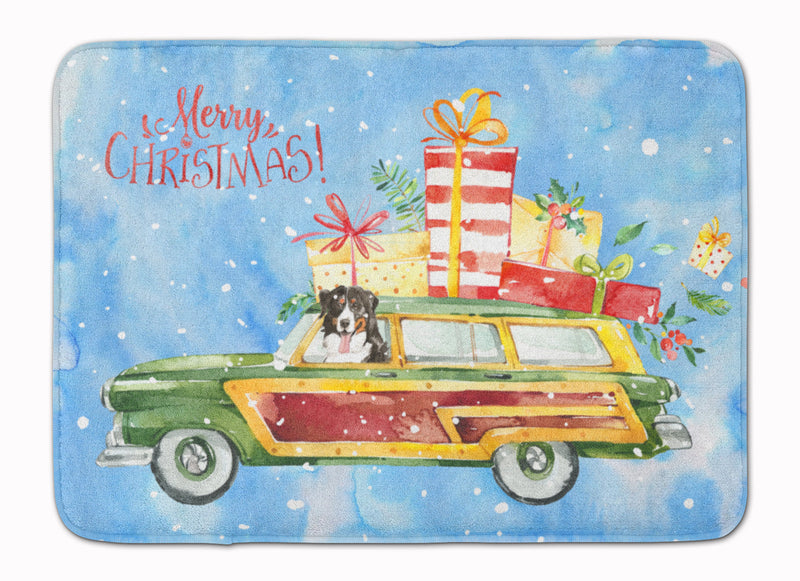 Merry Christmas Bernese Mountain Dog Machine Washable Memory Foam Mat CK2394RUG