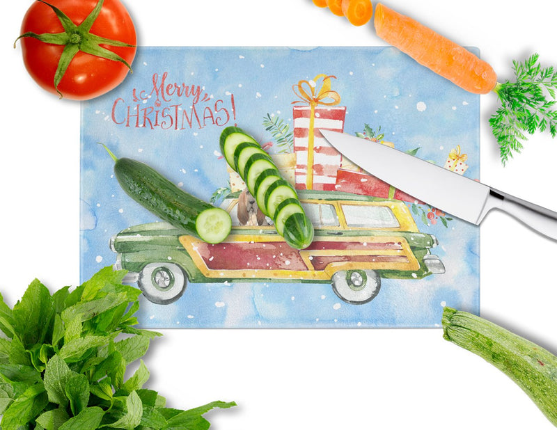 Merry Christmas Bloodhound Glass Cutting Board Large CK2396LCB