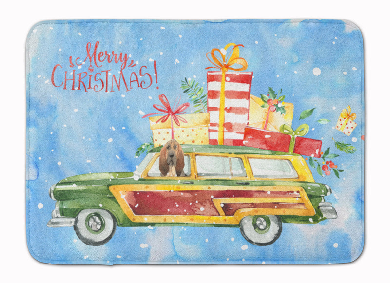 Merry Christmas Bloodhound Machine Washable Memory Foam Mat CK2396RUG