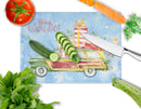 Merry Christmas Cavapoo Cutting Board Tempered Glass Kitchen Cutting Surface, Heat Resistant Chopping, Non-Slip Feet, Food Prep & Serving