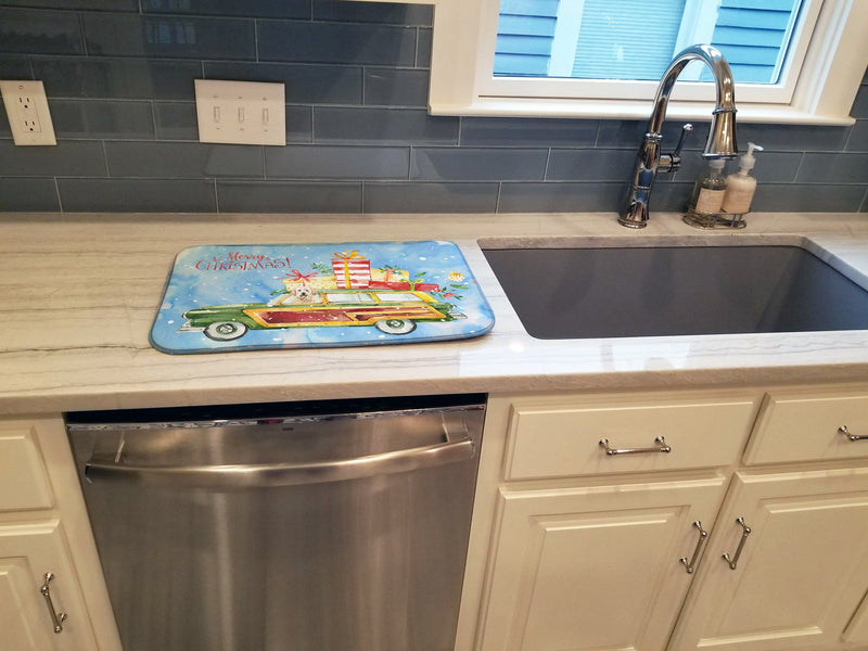 Merry Christmas Goldendoodle Dish Drying Mat – Absorbent, Artistic Kitchen Essentials CK2406DDM