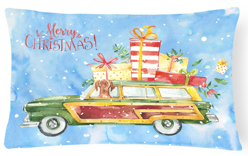 Merry Christmas Vizsla Canvas Fabric Decorative Pillow CK2408PW1216