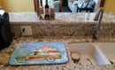 Merry Christmas Rottweiler Dish Drying Mat Absorbent Dish Drying Mat Pad for Kitchen Counter Dish Drainer Mat for Countertop, 14 x 21", Multicolor