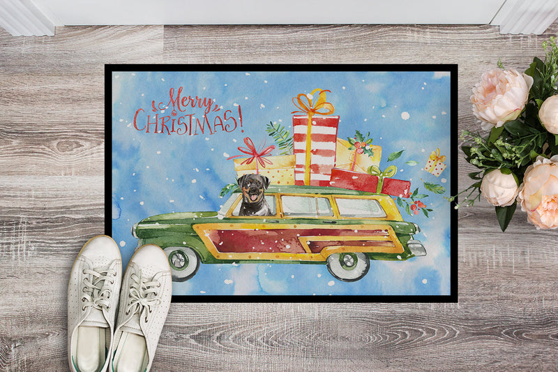 Merry Christmas Rottweiler Doormat - 18x27 Decorative Floor Mat – Indoor/Outdoor Rug with Artistic Flair CK2417MAT