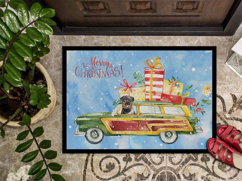 Merry Christmas Rottweiler Doormat - 18x27 Decorative Floor Mat – Indoor/Outdoor Rug with Artistic Flair CK2417MAT