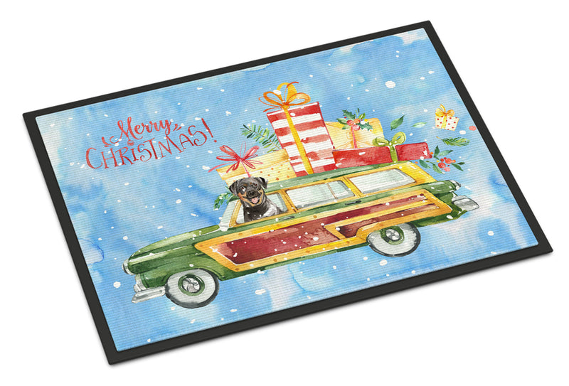 Merry Christmas Rottweiler Doormat - 18x27 Decorative Floor Mat – Indoor/Outdoor Rug with Artistic Flair CK2417MAT