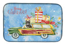 Merry Christmas Scottish Terrier Dish Drying Mat Absorbent Dish Drying Mat Pad for Kitchen Counter Dish Drainer Mat for Countertop, 14 x 21", Multicolor