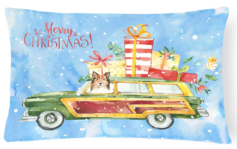 Merry Christmas Sheltie Canvas Fabric Decorative Pillow CK2421PW1216