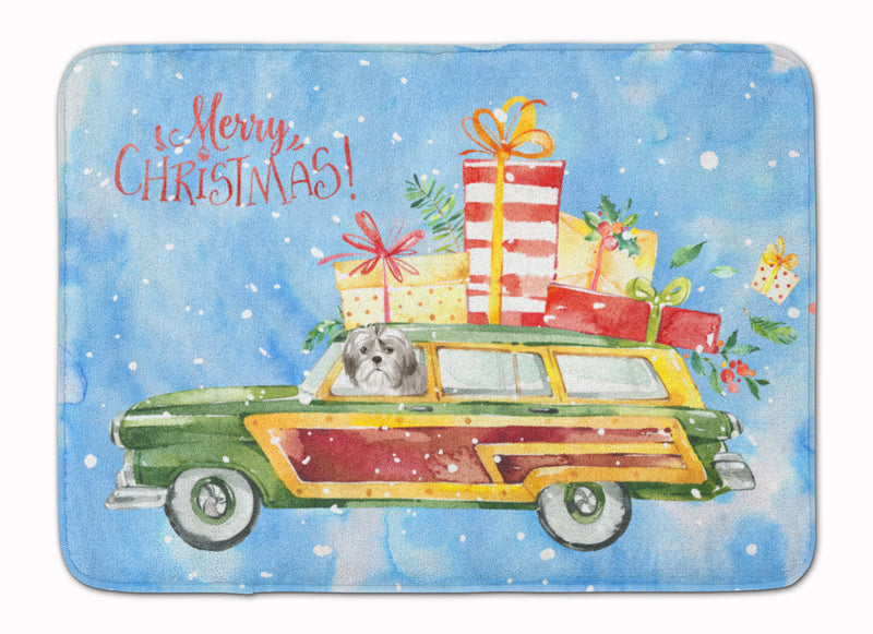 Merry Christmas Shih Tzu Puppy Cut Machine Washable Memory Foam Mat CK2423RUG