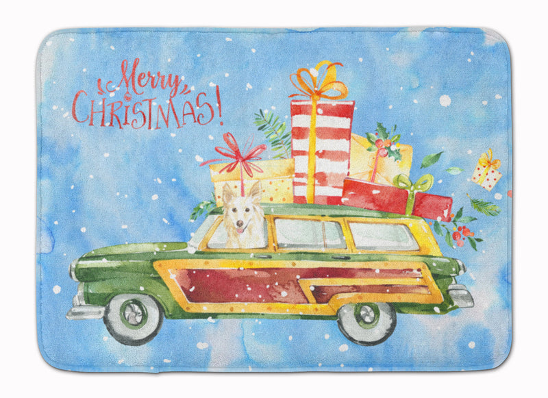 Merry Christmas White Collie Machine Washable Memory Foam Mat CK2429RUG