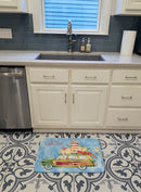 Merry Christmas Fox Terrier Memory Foam Kitchen Mat Machine Washable Anti-Fatigue Cushion Comfort Bath or Kitchen Rug