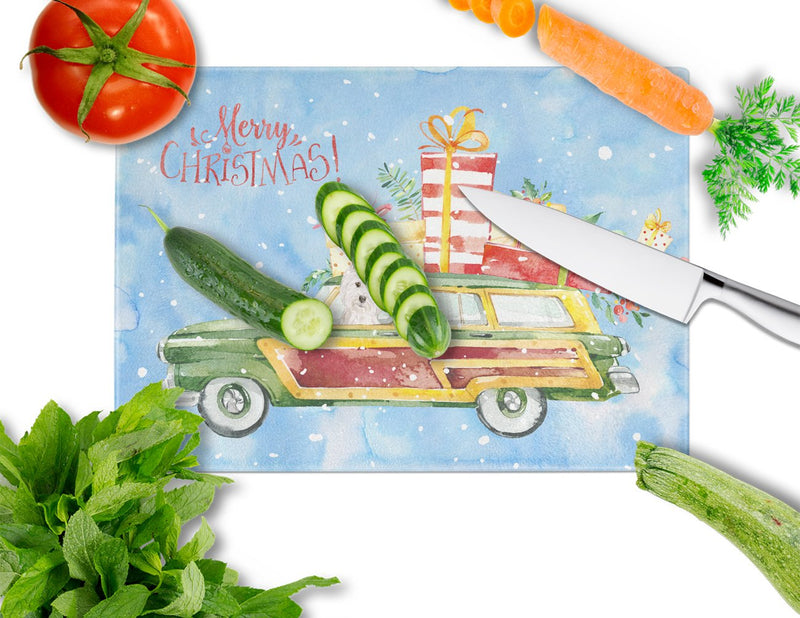 Merry Christmas Westie Glass Cutting Board Large CK2441LCB