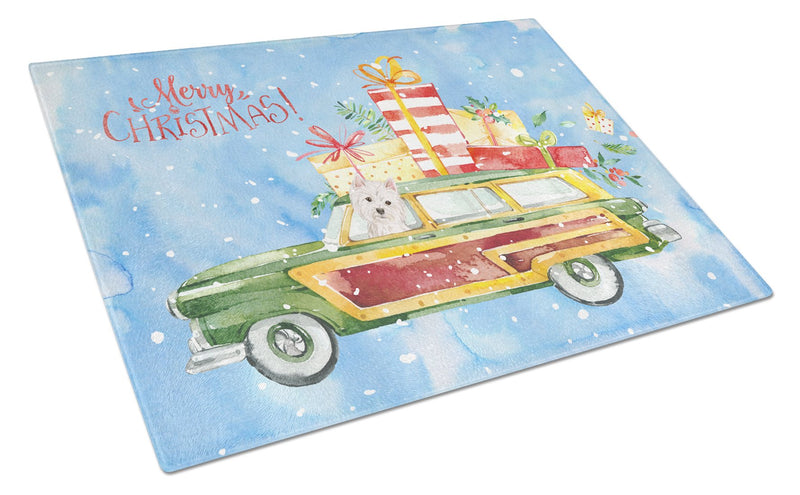 Merry Christmas Westie Glass Cutting Board Large CK2441LCB