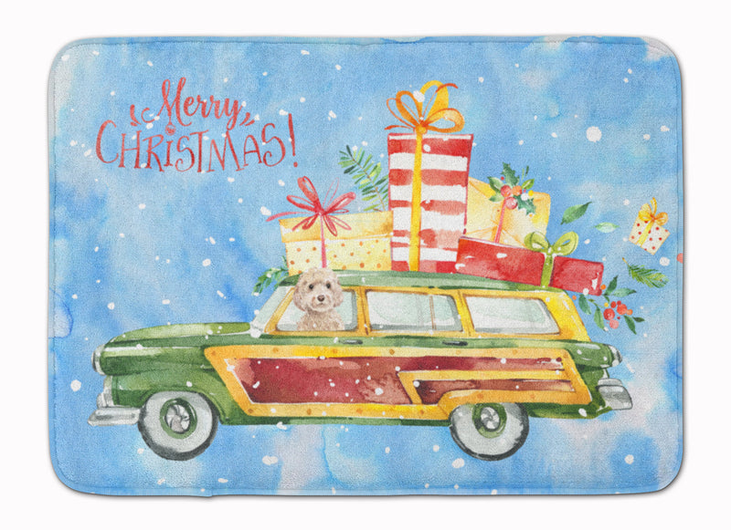 Merry Christmas Champagne Cockapoo Machine Washable Memory Foam Mat CK2448RUG