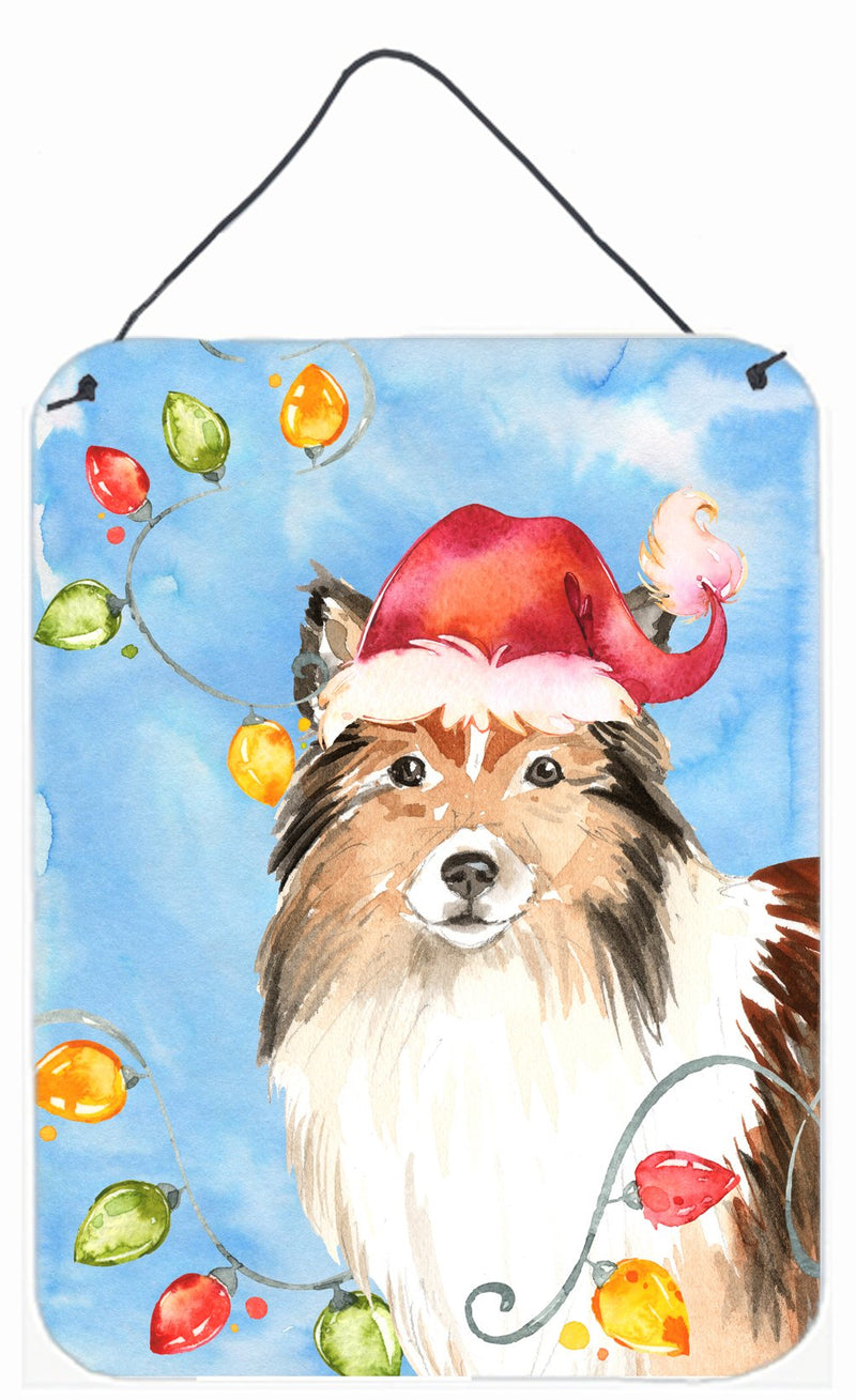 Christmas Lights Sheltie Wall or Door Hanging Prints CK2492DS1216