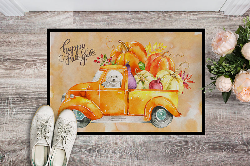 Fall Harvest Bichon Frisé Doormat - 24x36 Decorative Floor Mat – Indoor/Outdoor Rug with Artistic Flair CK2608JMAT