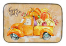 Fall Harvest White Collie Dish Drying Mat Absorbent Dish Drying Mat Pad for Kitchen Counter Dish Drainer Mat for Countertop, 14 x 21", Multicolor