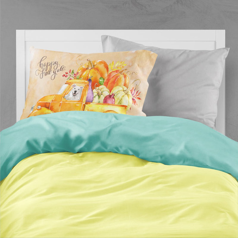 Fall Harvest White Staffordshire Bull Terrier  Standard Pillowcase – Artistic Decorative Front, White Back CK2645PILLOWCASE