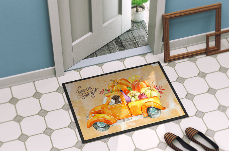 Fall Harvest Chocolate Labrador Retriever Indoor or Outdoor Mat 18x27 CK2649MAT