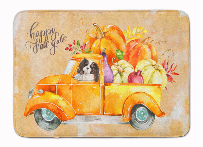 Fall Harvest Tricolor Cavalier Spaniel Machine Washable Memory Foam Mat CK2652RUG