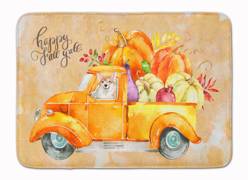 Fall Harvest Corgi Machine Washable Memory Foam Mat CK2663RUG