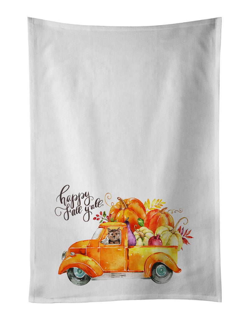 Fall Harvest Norwich Terrier White Kitchen Towel Set of 2