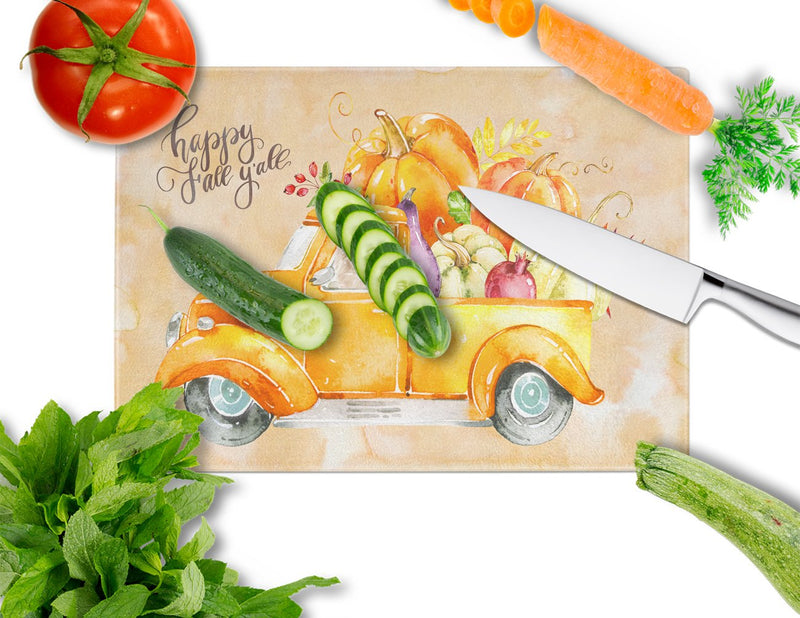 Fall Harvest Pomeranian Glass Cutting Boards – Durable, Decorative Kitchen Art Large CK2674LCB