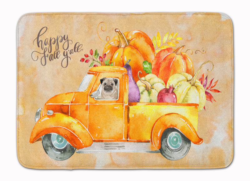 Fall Harvest Pug Machine Washable Memory Foam Mat CK2675RUG