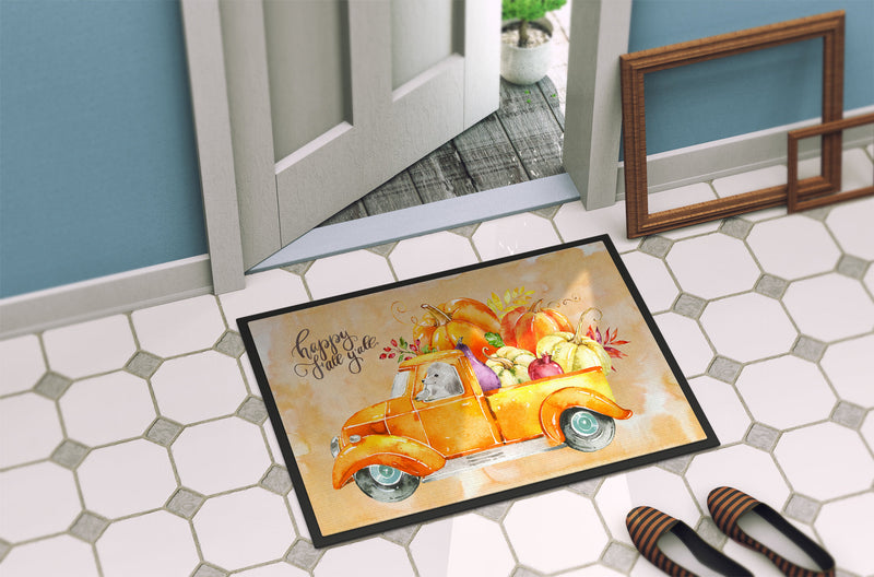 Fall Harvest White Poodle Indoor or Outdoor Mat 18x27 CK2678MAT