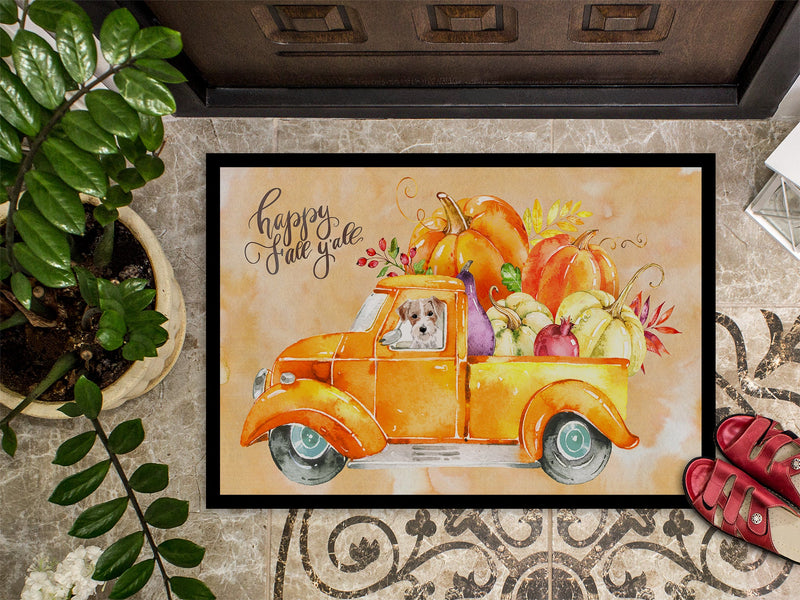 Fall Harvest Jack Russell Terrier Indoor or Outdoor Mat 18x27 CK2679MAT