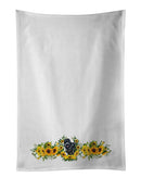 Black Russian Terrier in Sunflowers White Kitchen Towel Set of 2
