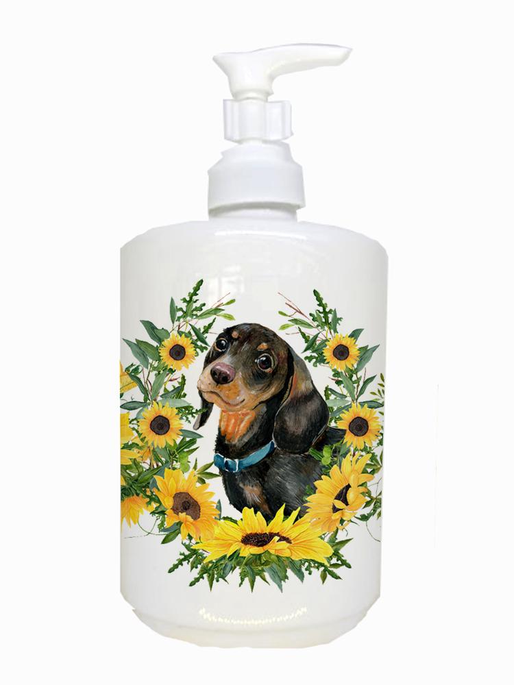 Black and Tan Dachshund Ceramic Soap Dispenser CK2927SOAP