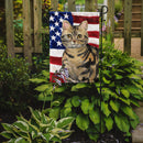American Shorthair Brown Tabby American Flag Garden Flag - Outdoor Decorative Yard Flag CK3028GF