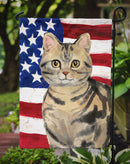 American Shorthair Brown Tabby American Flag Garden Flag - Outdoor Decorative Yard Flag CK3028GF